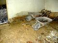 in the dining room cement tiles laid in sandy ground