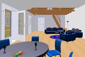 Inside view of a house in 3 dimensional mode